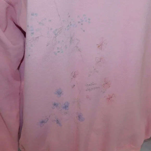 VTG 90s Northern Reflections Womens L Pink Floral Glitter detail  Sweatshirt - Picture 6 of 13